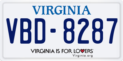 VA license plate VBD8287