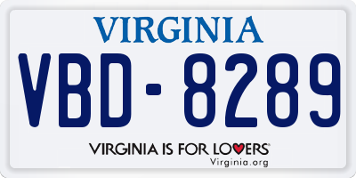 VA license plate VBD8289
