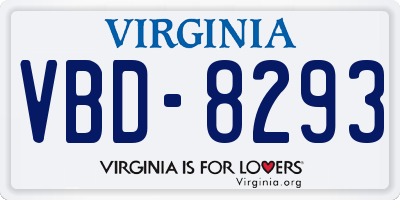 VA license plate VBD8293