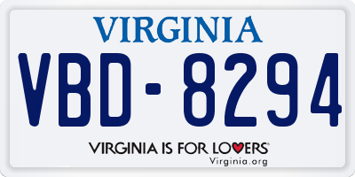 VA license plate VBD8294