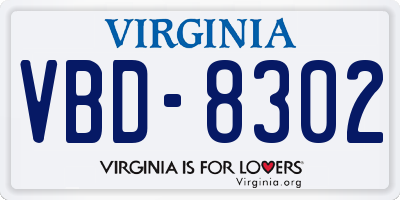 VA license plate VBD8302