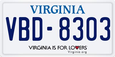 VA license plate VBD8303