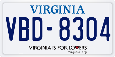VA license plate VBD8304