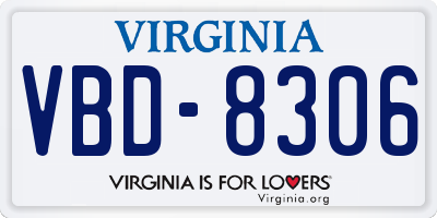 VA license plate VBD8306
