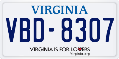 VA license plate VBD8307