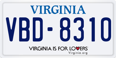VA license plate VBD8310