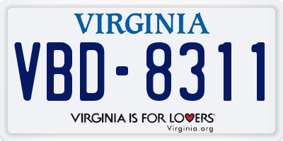 VA license plate VBD8311