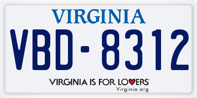 VA license plate VBD8312