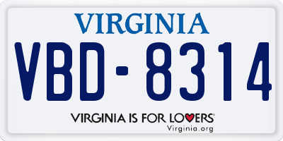 VA license plate VBD8314