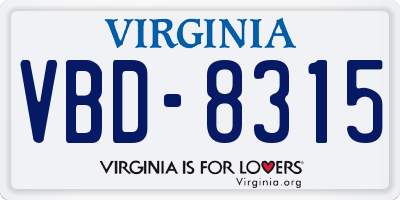 VA license plate VBD8315