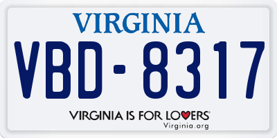 VA license plate VBD8317