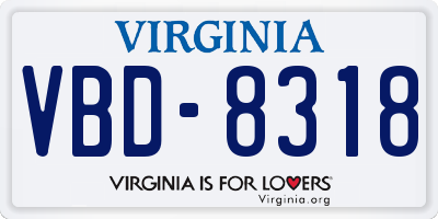 VA license plate VBD8318