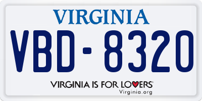 VA license plate VBD8320