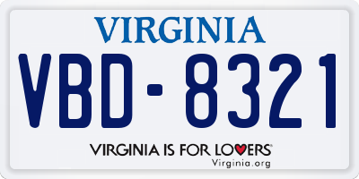 VA license plate VBD8321