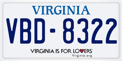 VA license plate VBD8322