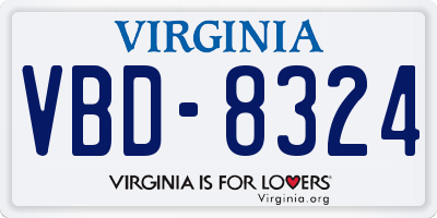 VA license plate VBD8324