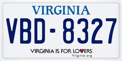 VA license plate VBD8327