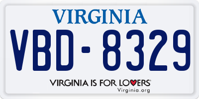 VA license plate VBD8329