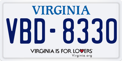 VA license plate VBD8330
