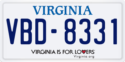 VA license plate VBD8331