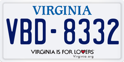 VA license plate VBD8332