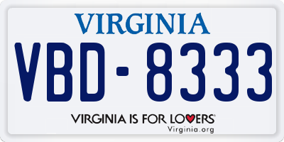 VA license plate VBD8333