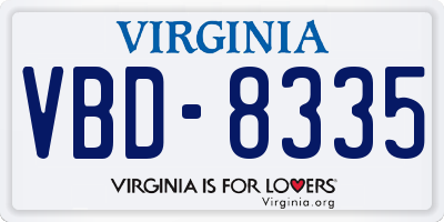 VA license plate VBD8335