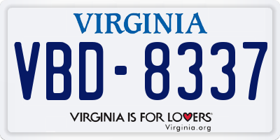 VA license plate VBD8337