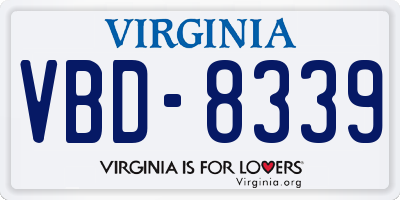 VA license plate VBD8339