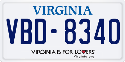VA license plate VBD8340