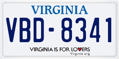 VA license plate VBD8341
