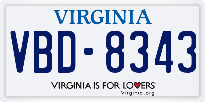 VA license plate VBD8343