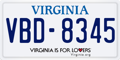 VA license plate VBD8345