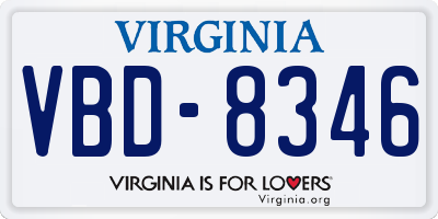VA license plate VBD8346