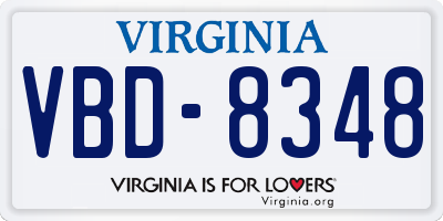 VA license plate VBD8348