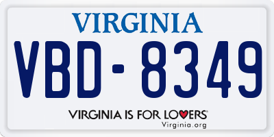 VA license plate VBD8349