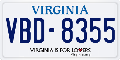 VA license plate VBD8355