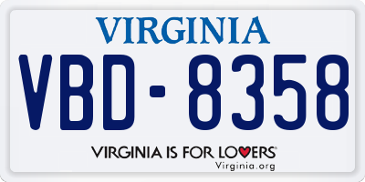 VA license plate VBD8358