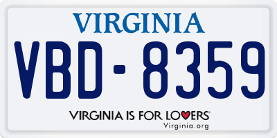 VA license plate VBD8359