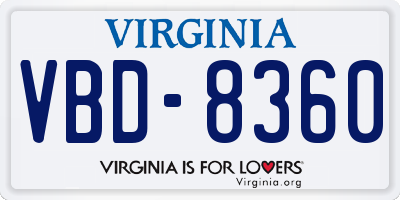 VA license plate VBD8360