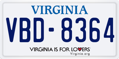 VA license plate VBD8364
