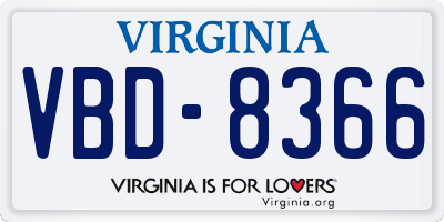 VA license plate VBD8366