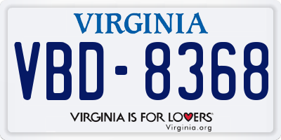 VA license plate VBD8368