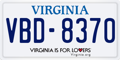 VA license plate VBD8370