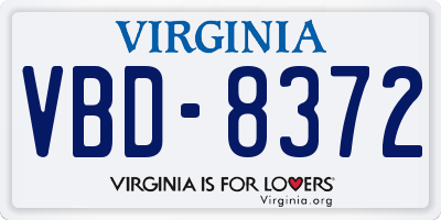 VA license plate VBD8372