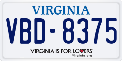 VA license plate VBD8375