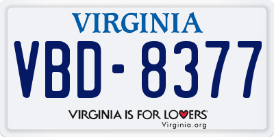 VA license plate VBD8377