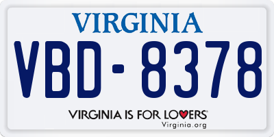 VA license plate VBD8378