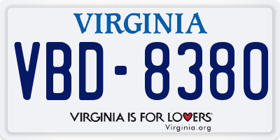 VA license plate VBD8380