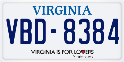 VA license plate VBD8384